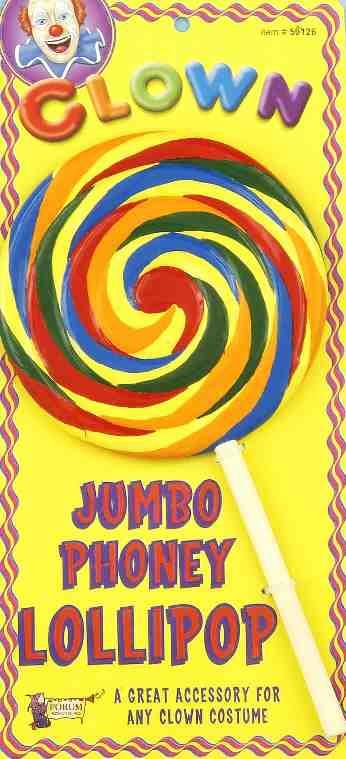 Jumbo Phoney Clown Munchkin Rainbow Fake Lollipop Costume Accessory Prop