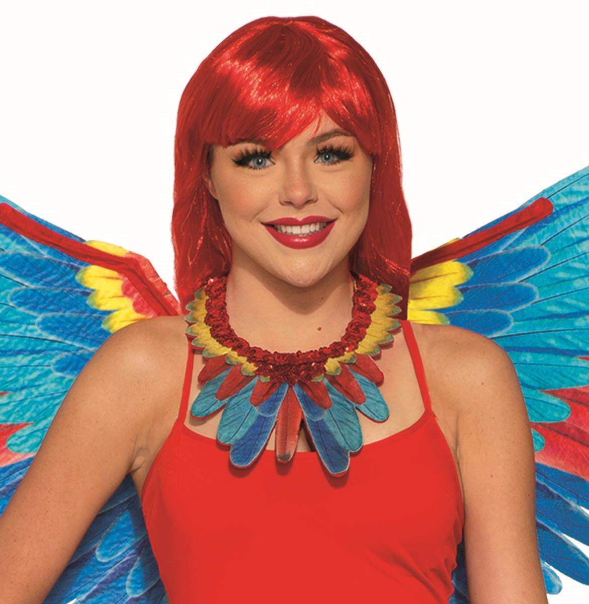 Red, Yellow and Blue Parrot Bird Collar Necklace Costume Accessory
