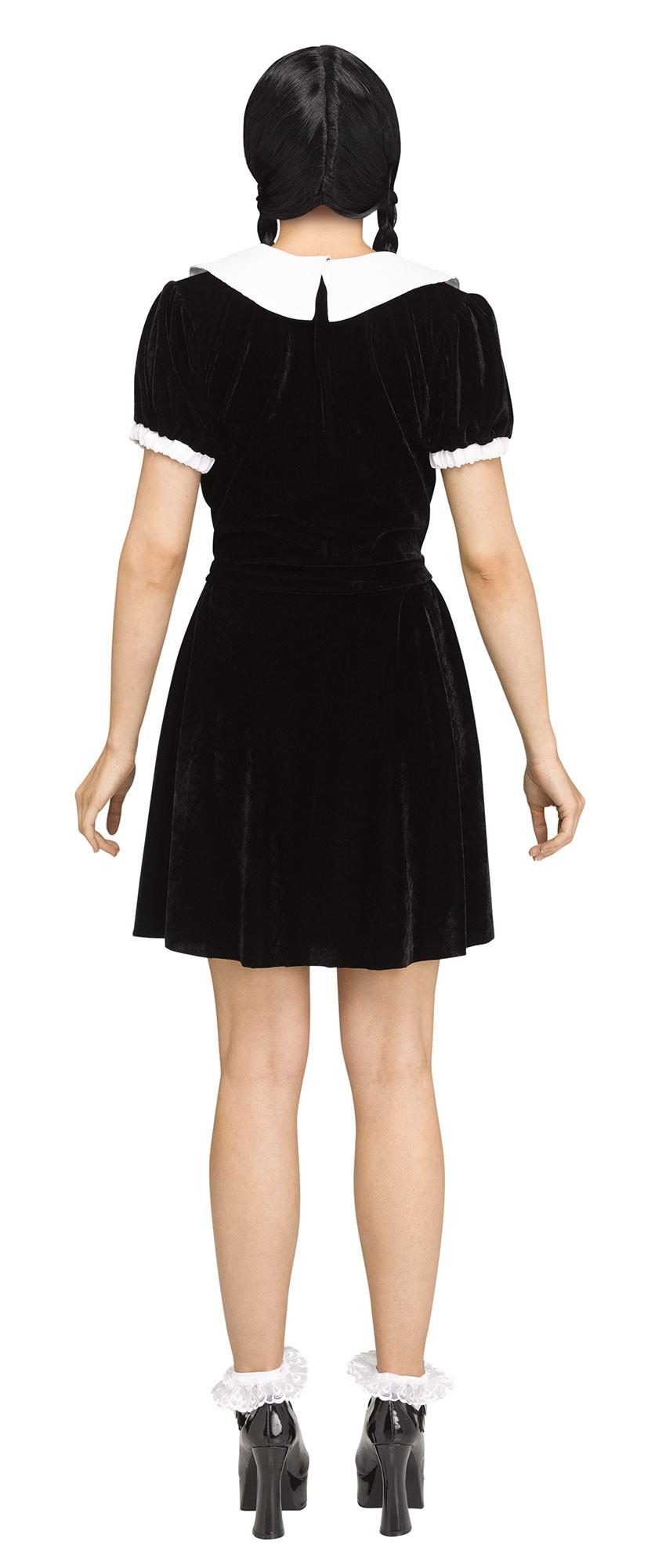 Gothic Girl Black Dress Wednesday Adams Adult Costume  M/L 10-14