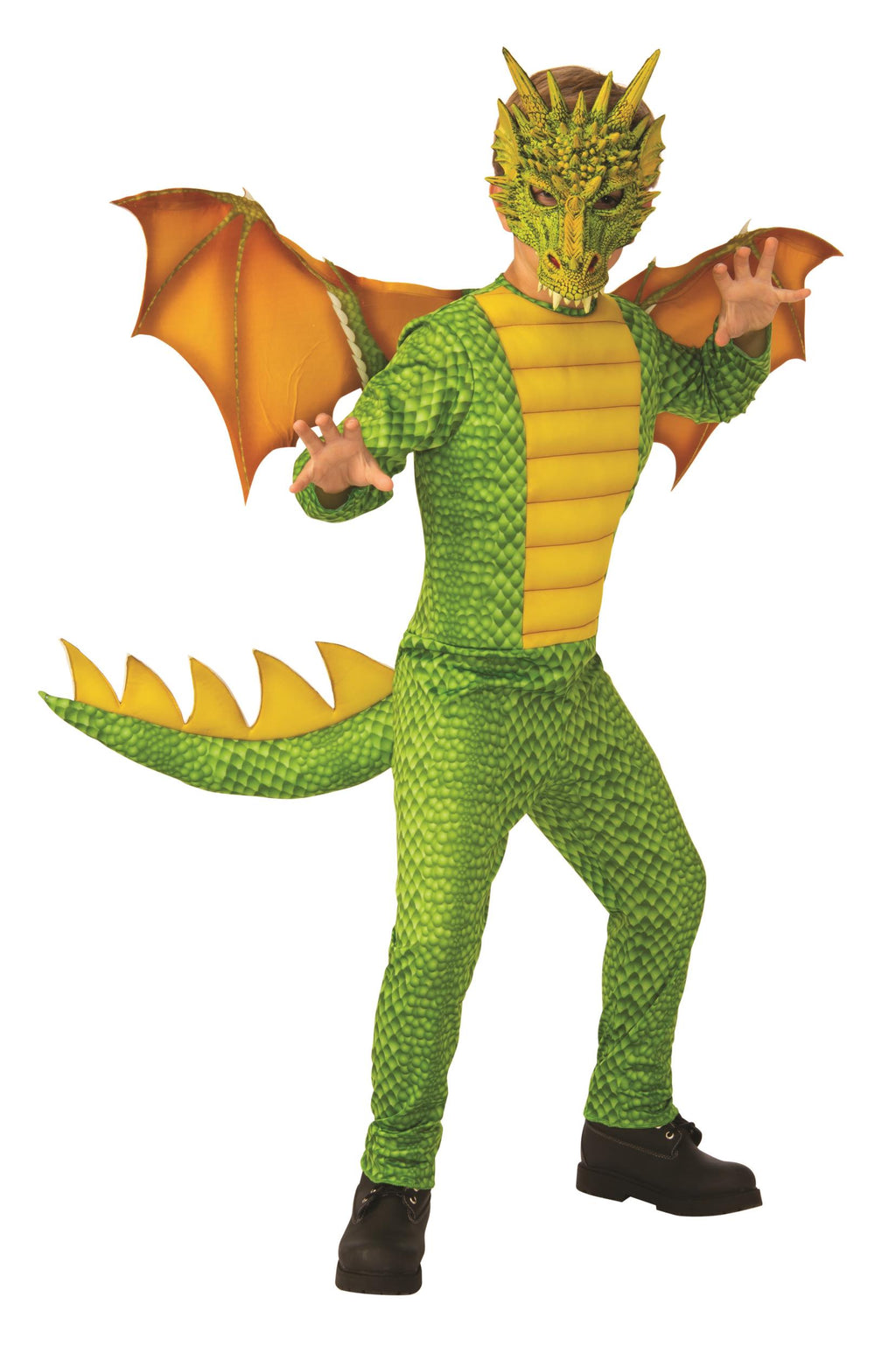 Green and Yellow Dragon Dinosaur Child Costume Small