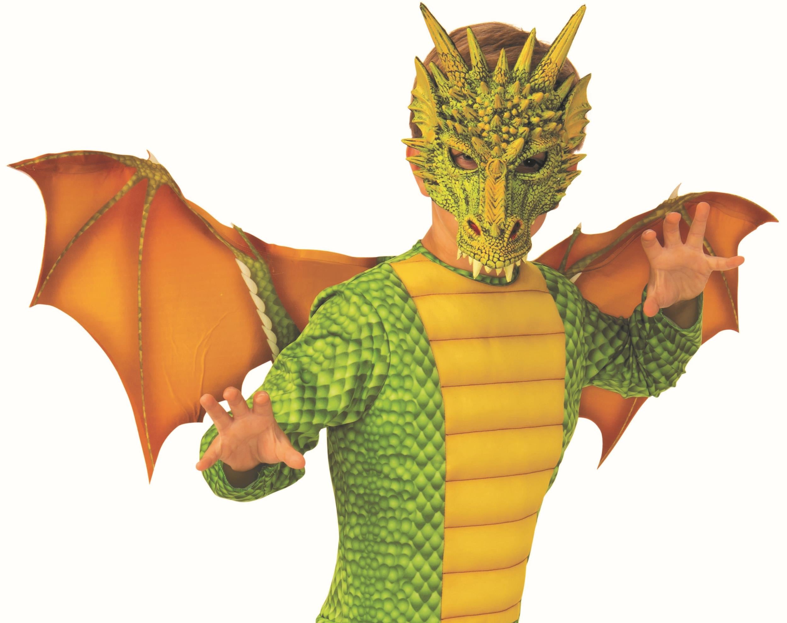 Green and Yellow Dragon Dinosaur Child Costume Small