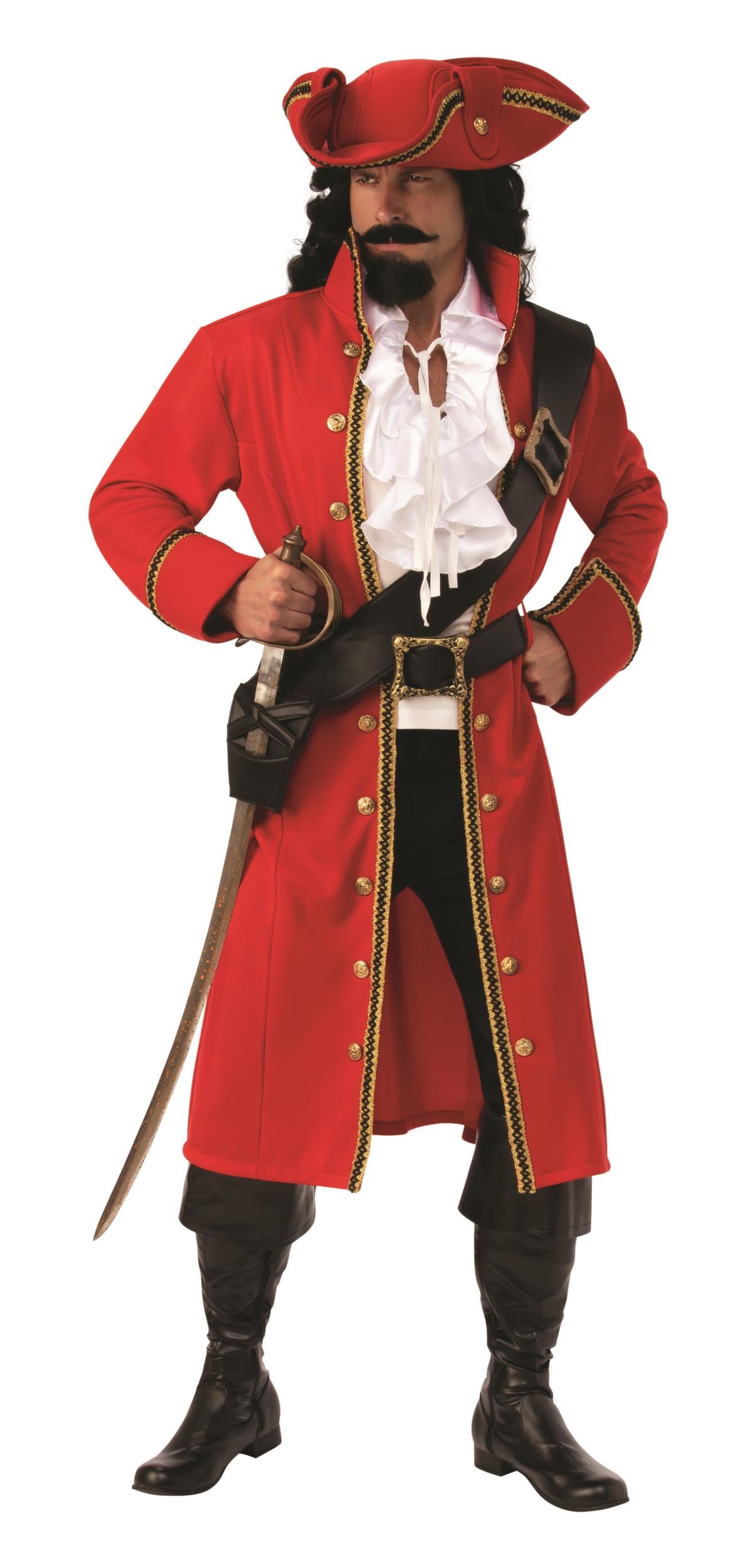 Pirate Captain Hook Red Coat Adult Mens Costume