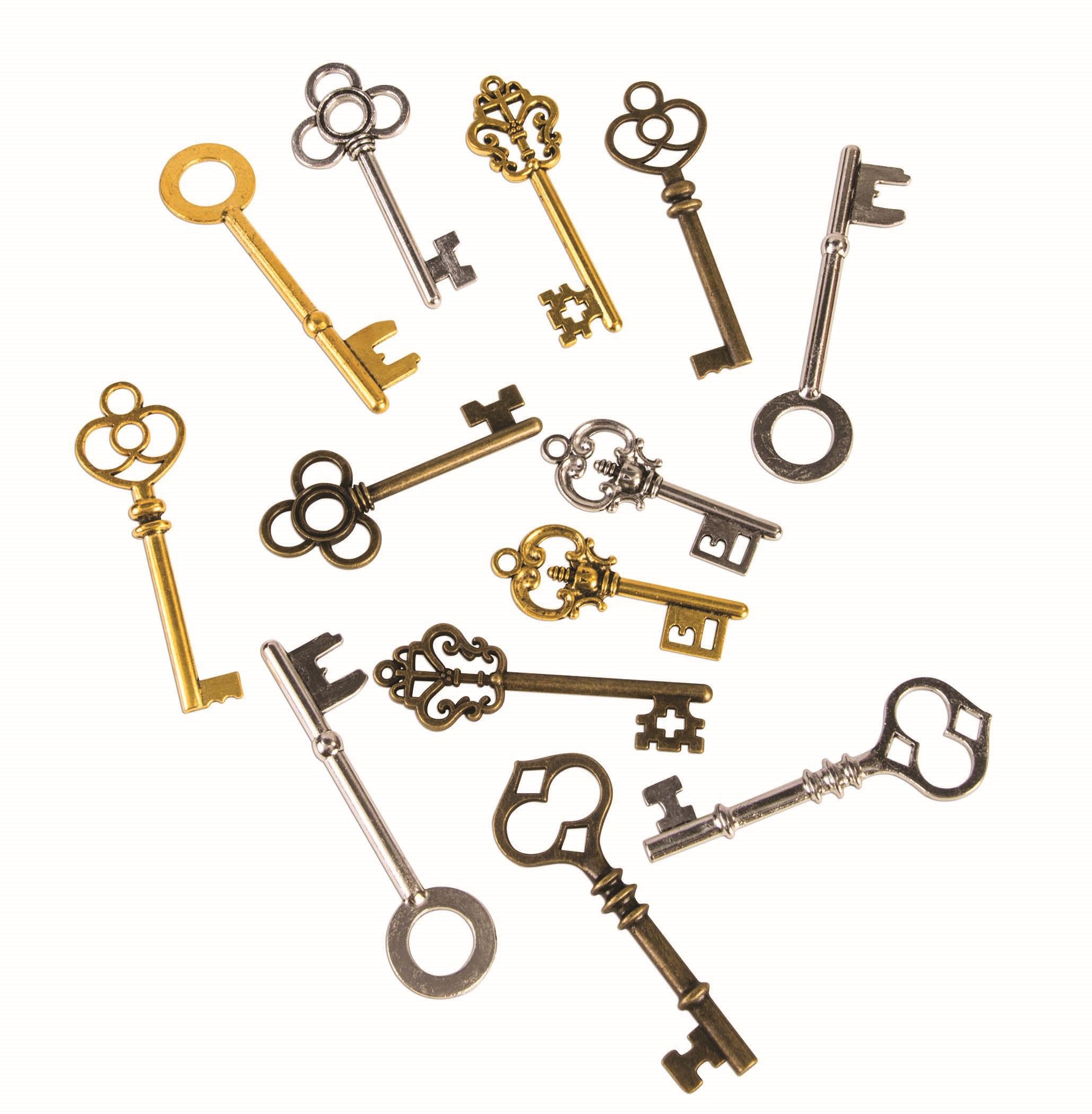 Bag of Old Steampunk Keys Halloween Costume Accessory 12 Pieces