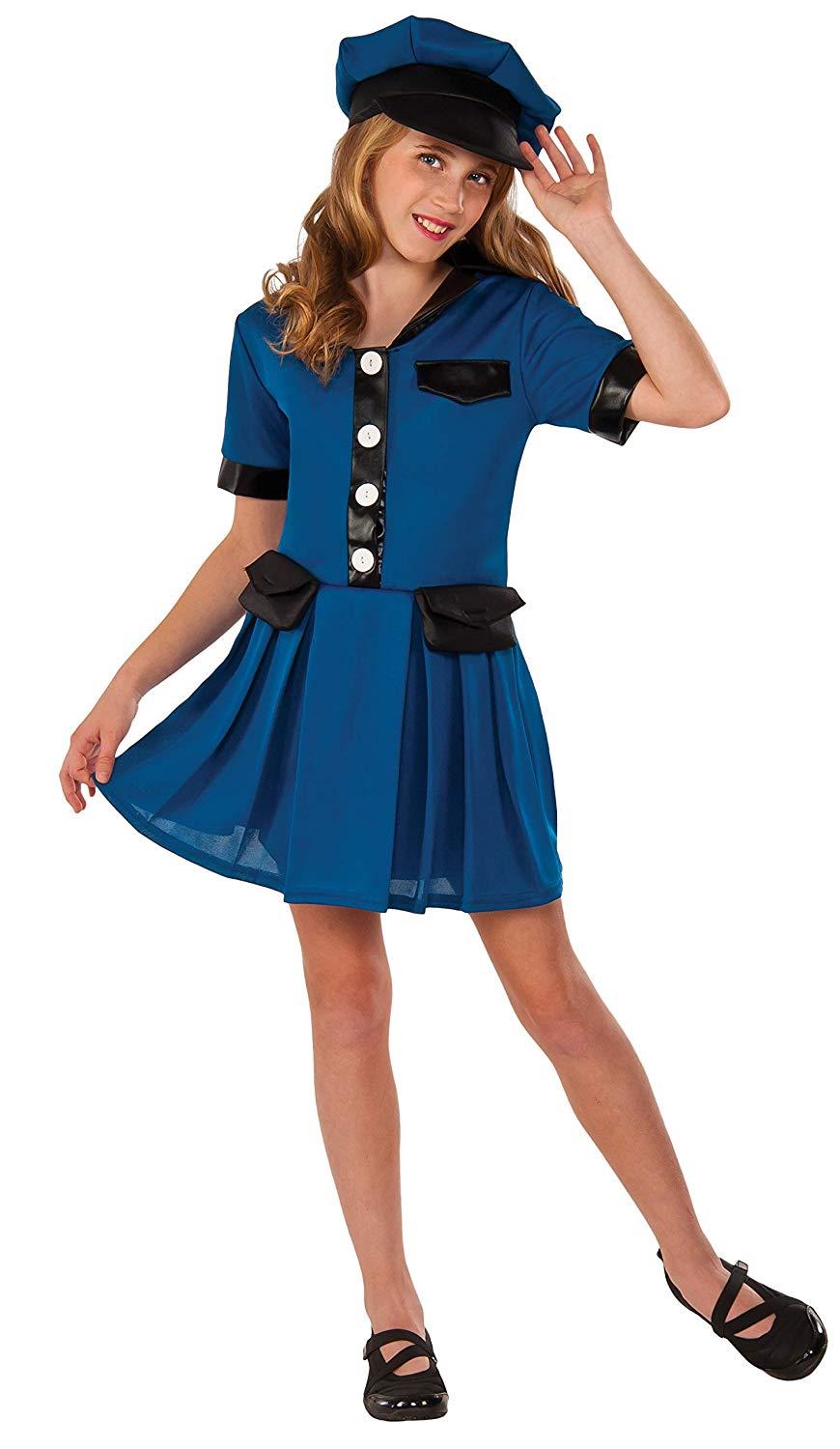 Police Officer Lady Cop Girls Halloween Dress Up Costume Child Large