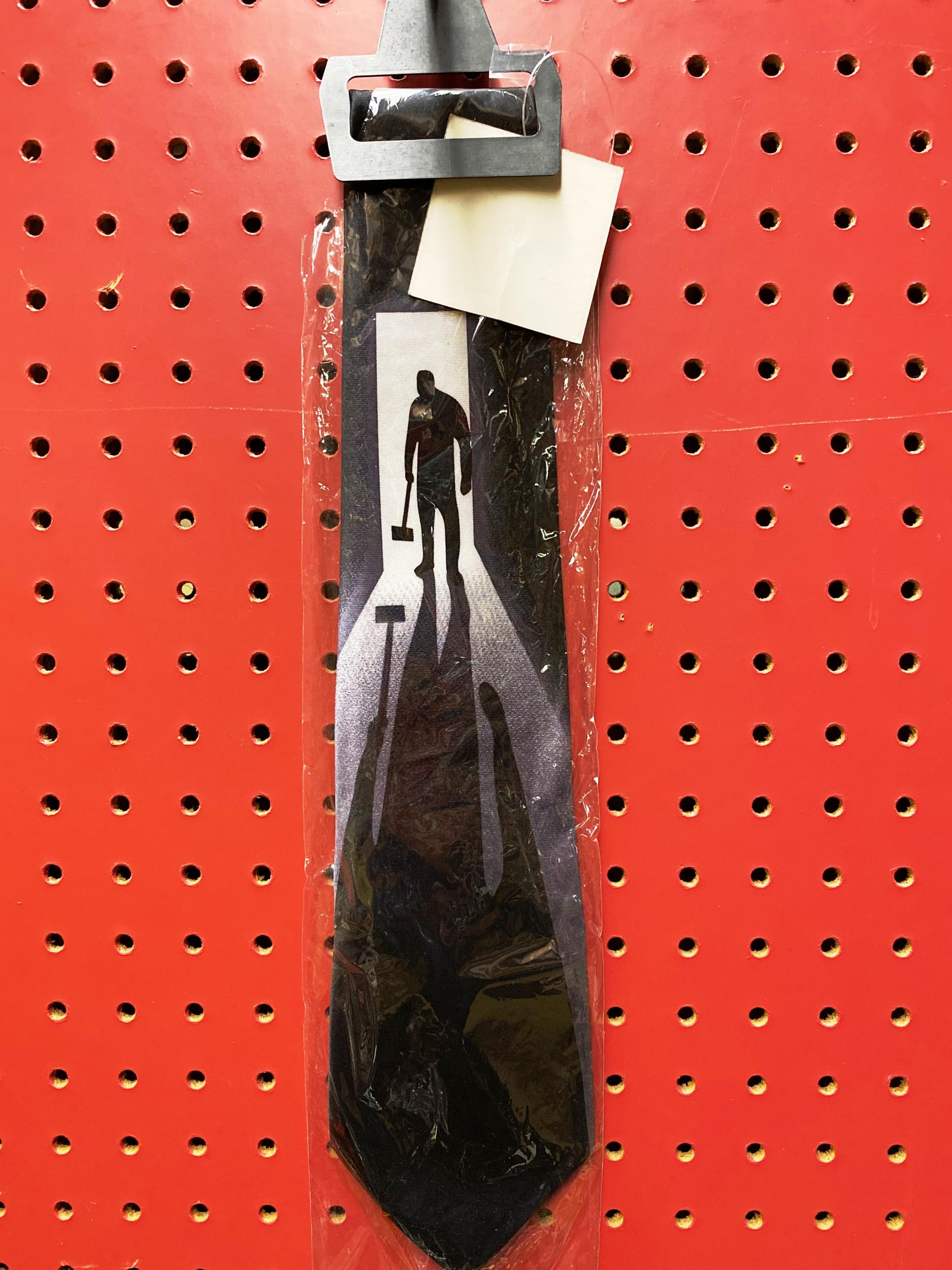 Man With Axe Silhouette Black Halloween Necktie