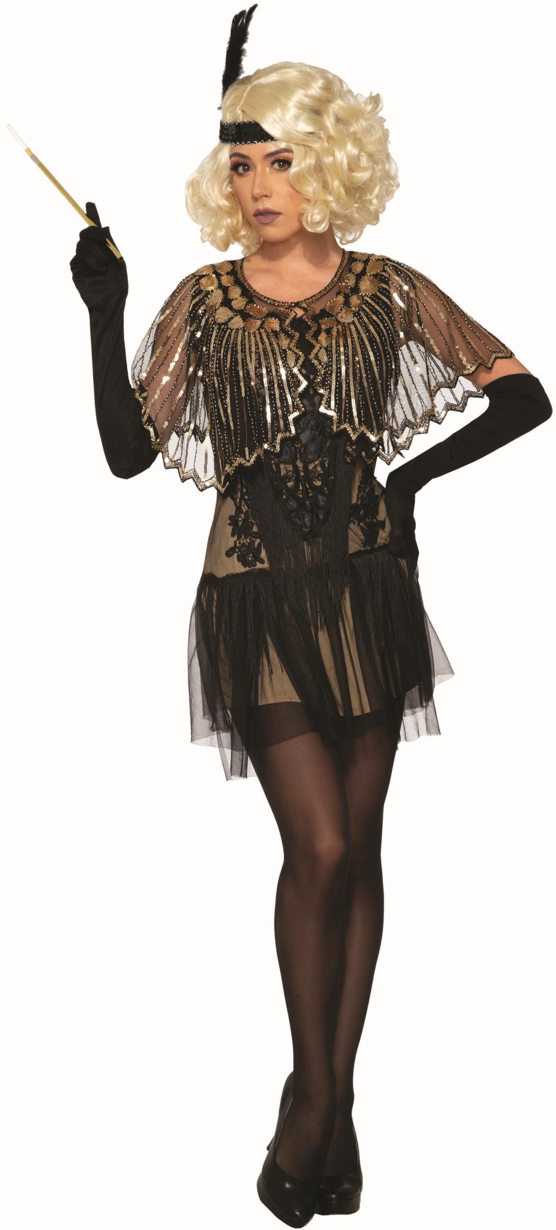 Black Roaring 20's Sequin Shawl Flapper Costume Accessory