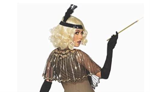 Black Roaring 20's Sequin Shawl Flapper Costume Accessory