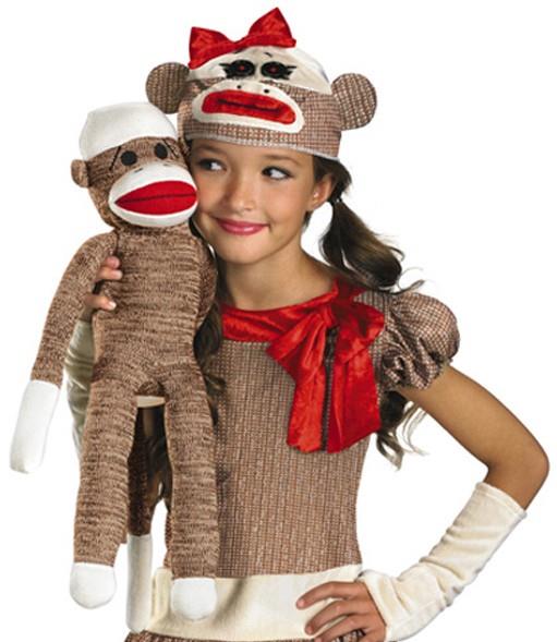 Sock Monkey Girl Child Costume Size Small 4-6