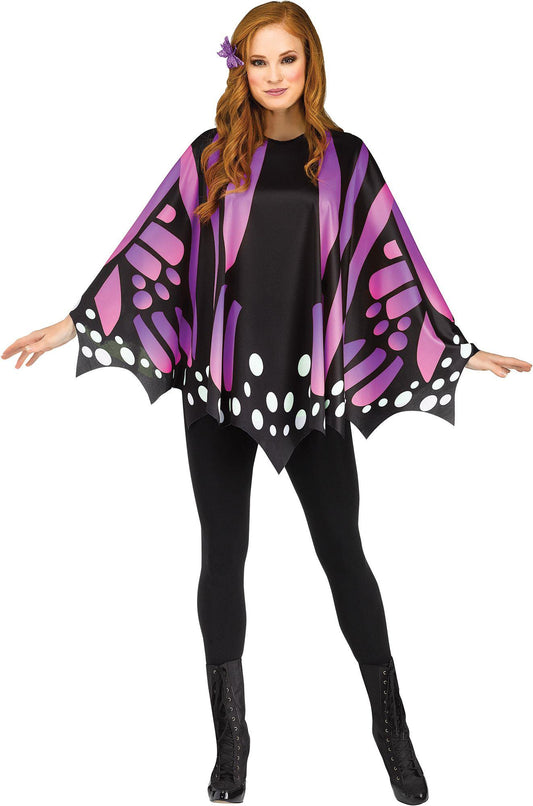 Purple Butterfly Poncho Women's Costume Accessory