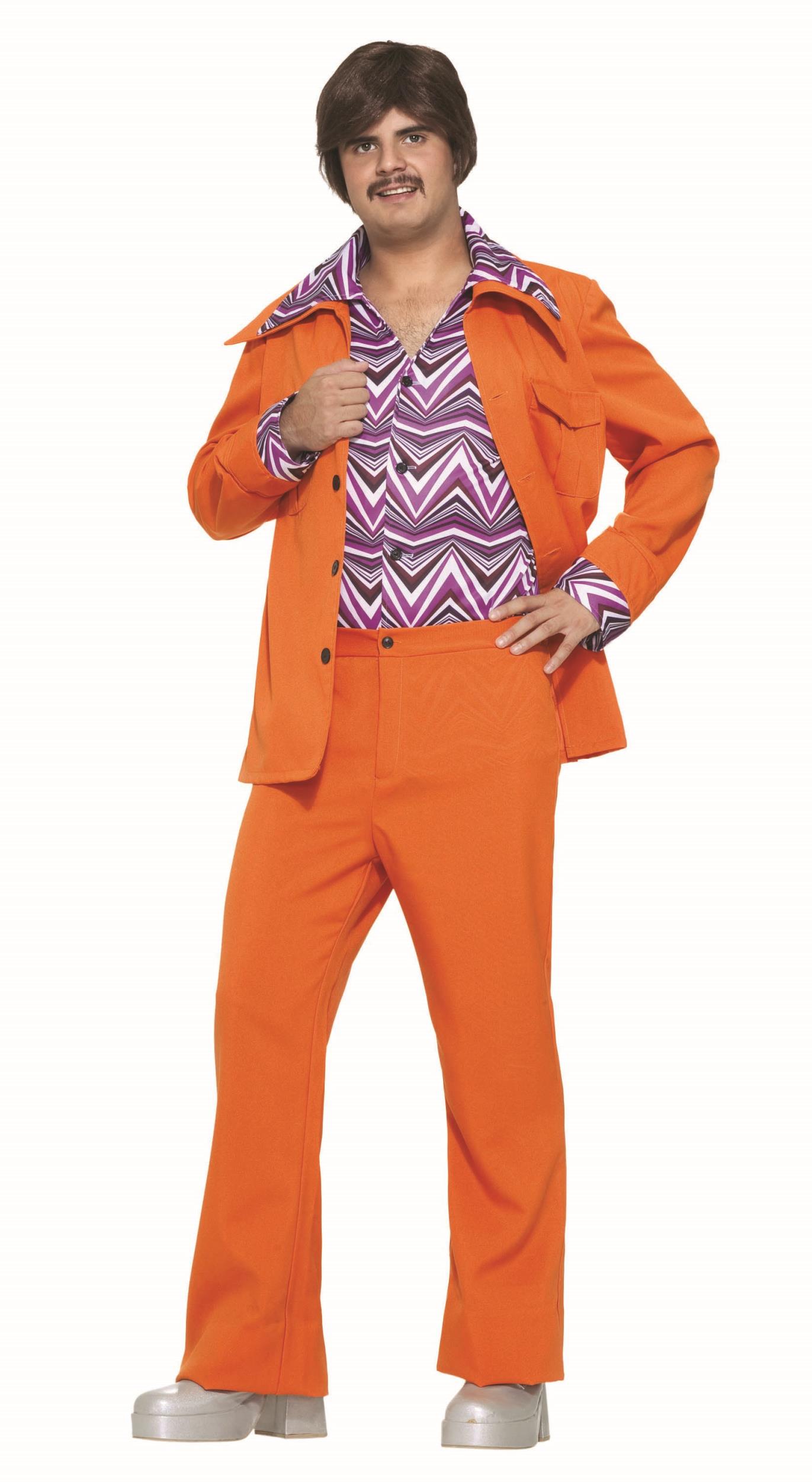 60s 70s Retro Orange Adult Leisure Suit Brady Bunch Costume