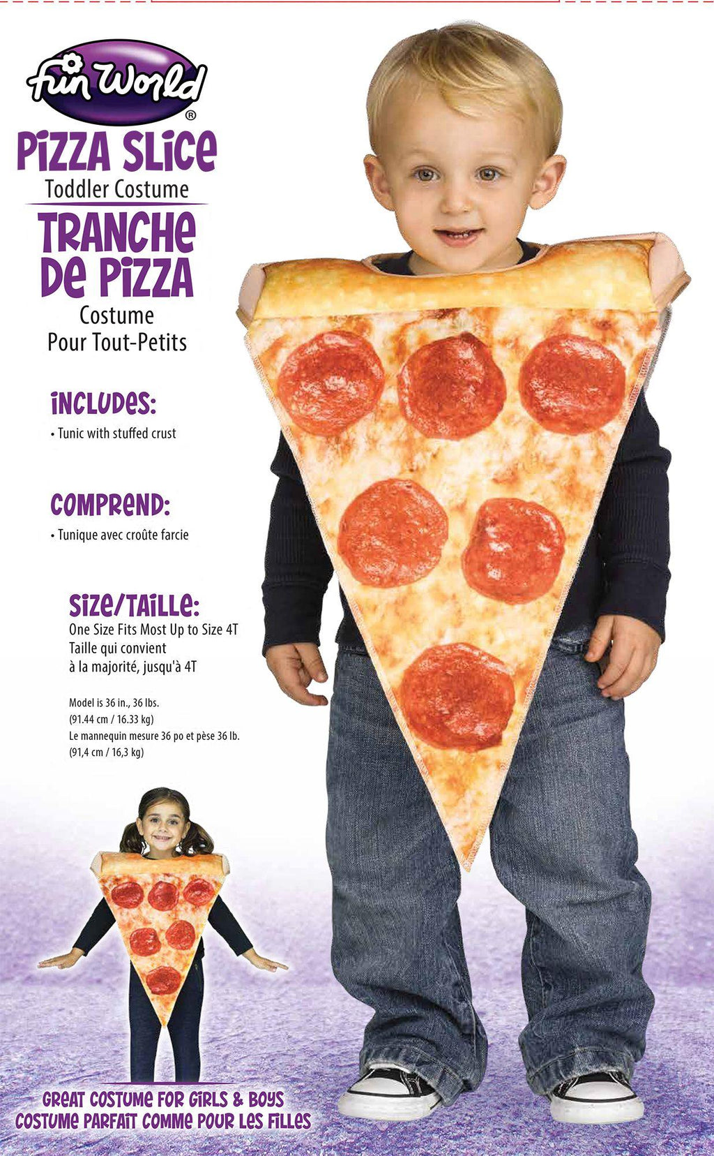 Fun World Toddler Pizza Slice Foam Tunic Costume 3T-4T
