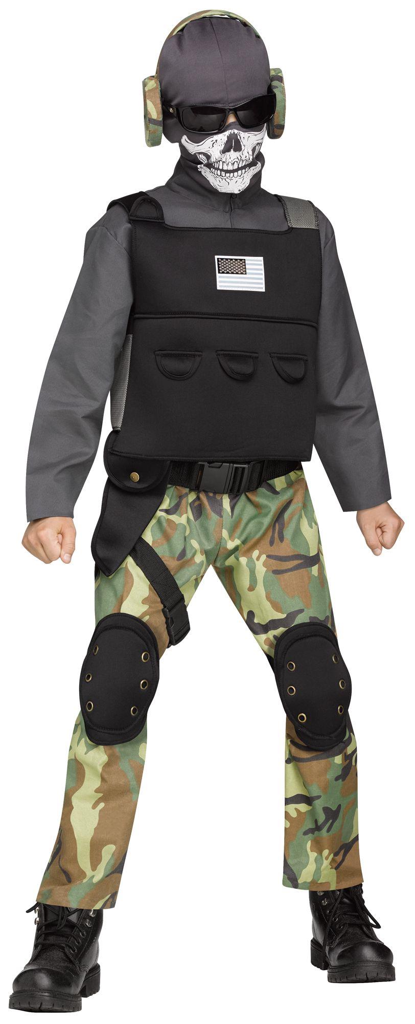 Skull Soldier Soldier Crane Military Child Costume Medium 8-10