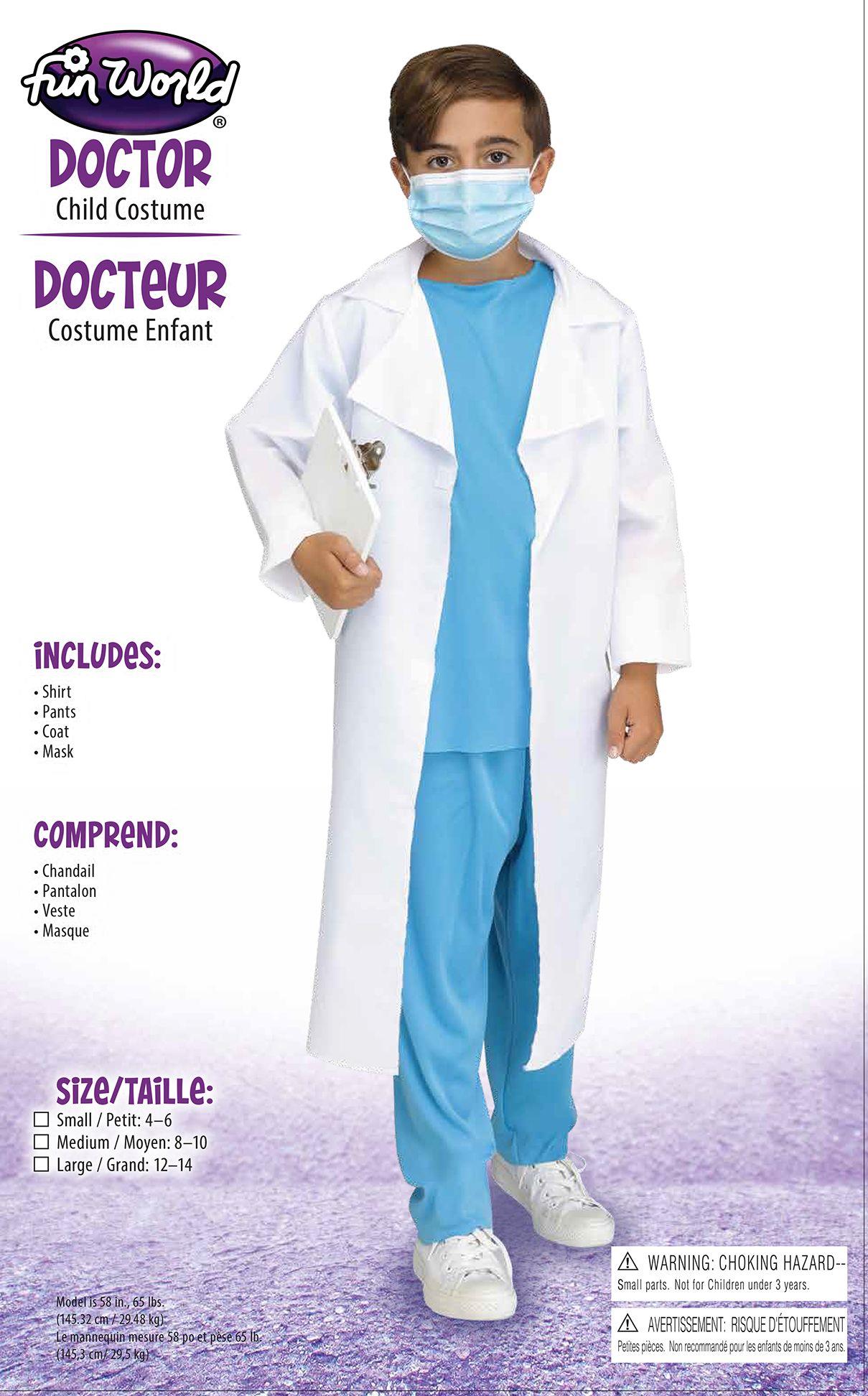 Doctor Child Surgeon Costume Lab Coat Size Small 4-6