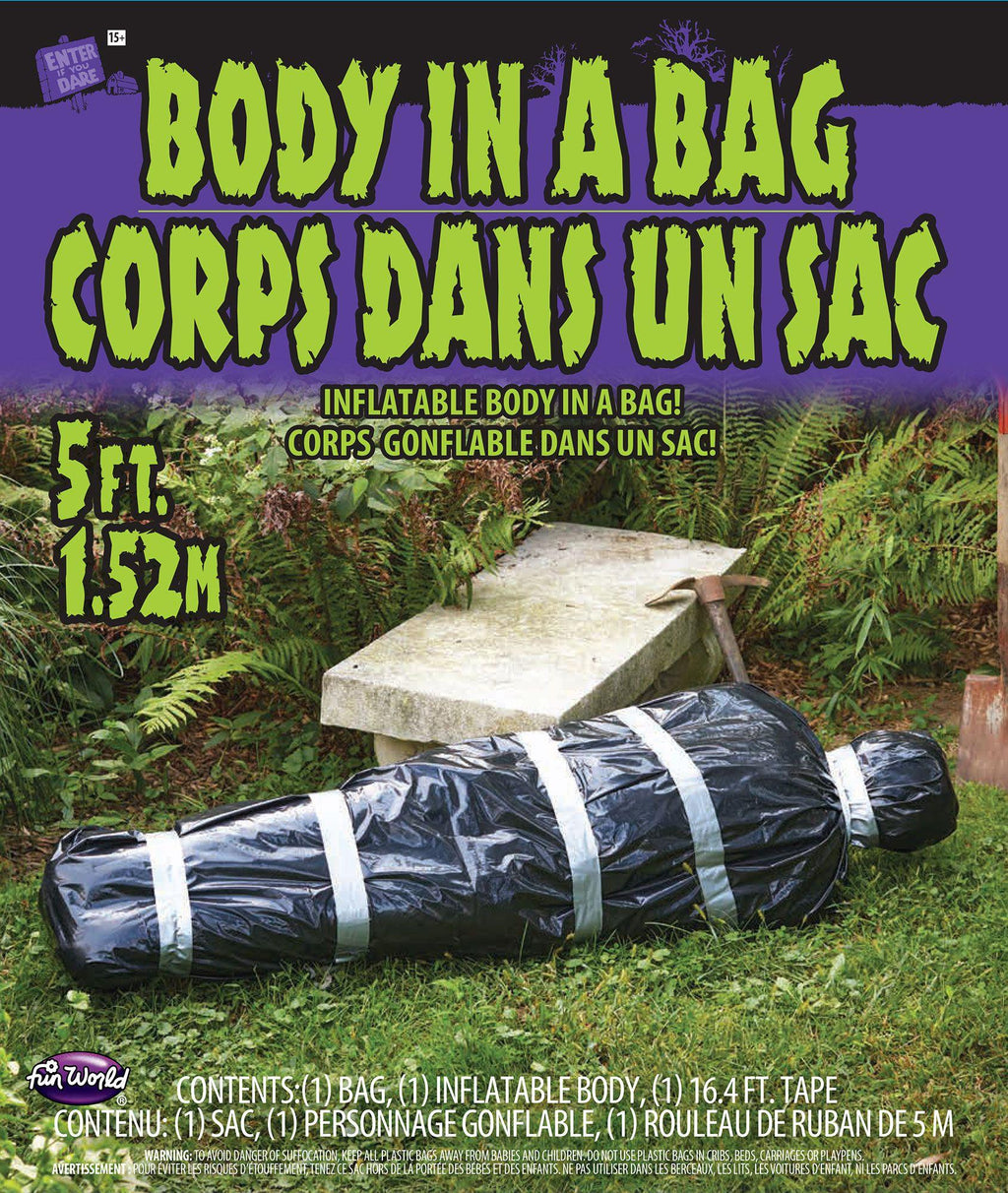 5ft. Black Body in a Garbage Bag Halloween Party Haunted House Decoration Prop