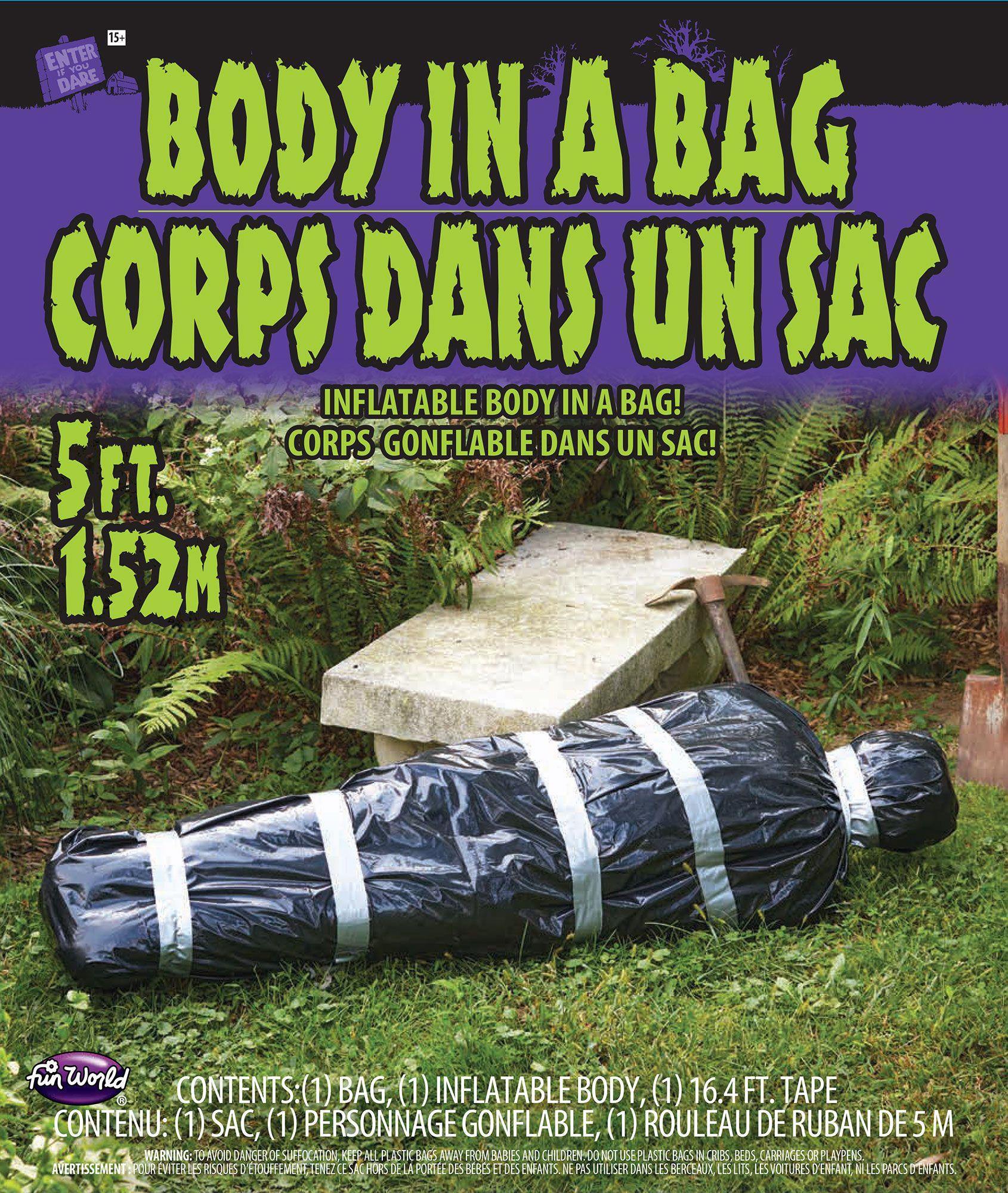 5ft. Black Body in a Garbage Bag Halloween Party Haunted House Decoration Prop