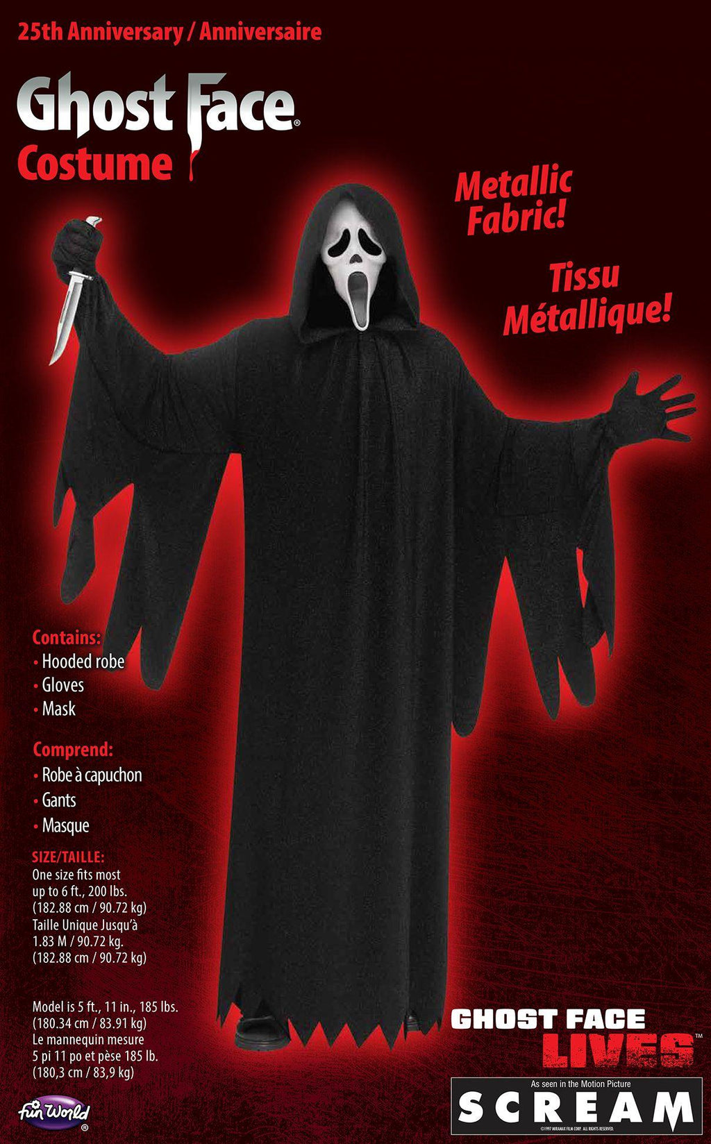 Scream Ghost Face 25th Anniversary Movie Edition Adult Costume
