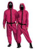 Squid Games Triangle Guard Jumpsuit and Mask Costume Adult Small/Medium