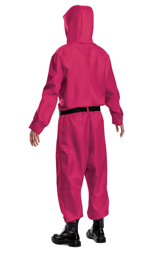 Squid Games Triangle Guard Jumpsuit and Mask Costume Adult Small/Medium