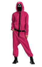 Load image into Gallery viewer, Squid Games Triangle Guard Jumpsuit and Mask Costume Adult Small/Medium
