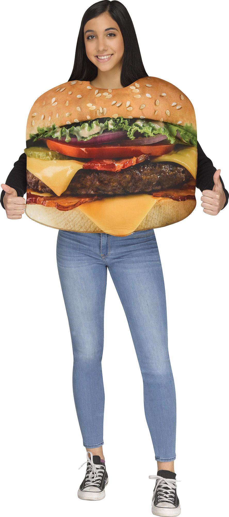 Festive Screen Print Cheese Burger Hamburger Child American Food Costume