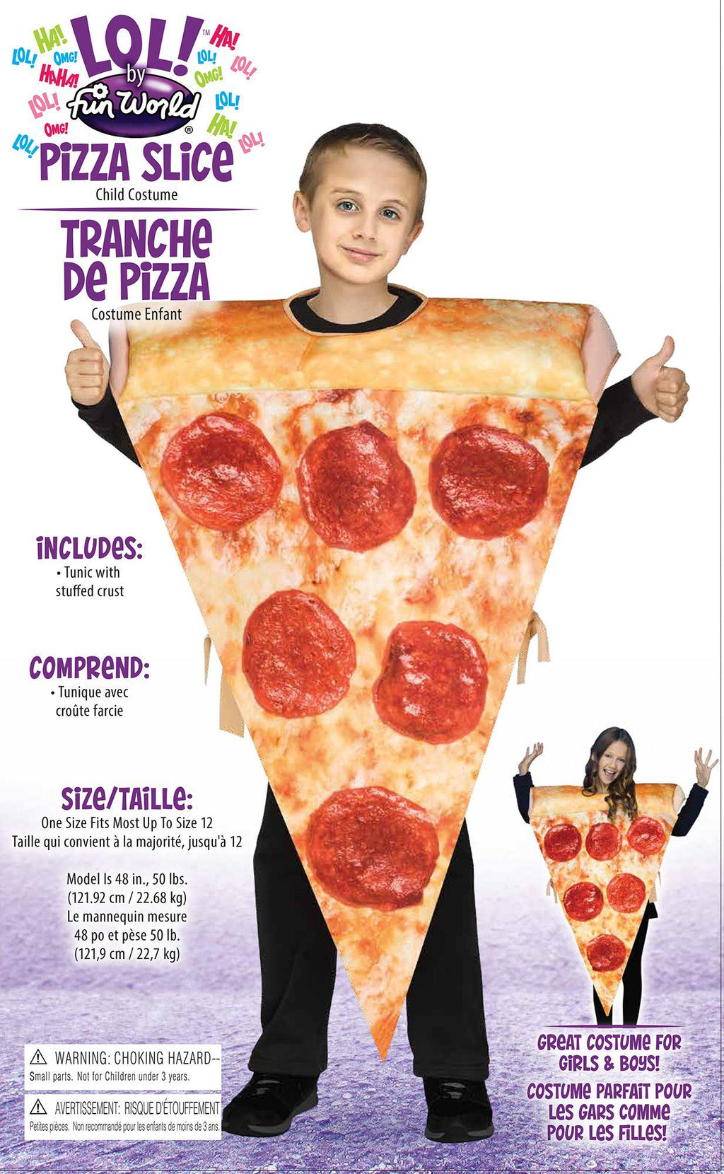 Festive Screen Print Pizza Child American Food Costume