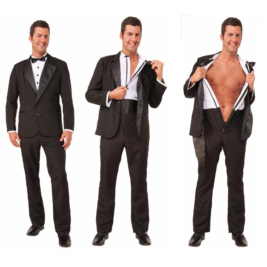Instant Zip Up Stripper Tuxedo Adult Medium