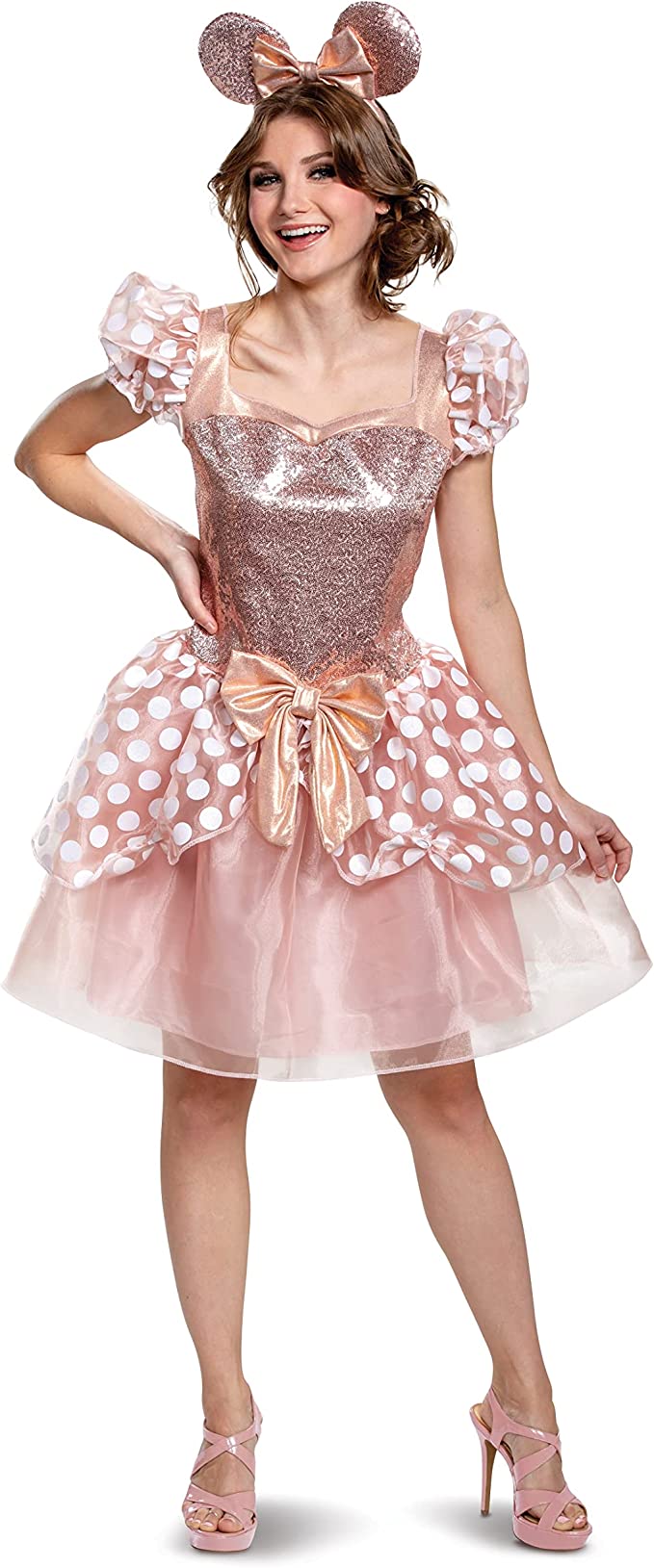 Gold Deluxe Minnie Mouse Dress Disney Woman's Costume Adult Medium 8-10