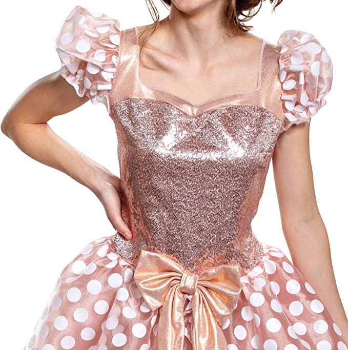 Gold Deluxe Minnie Mouse Dress Disney Woman's Costume Adult Medium 8-10
