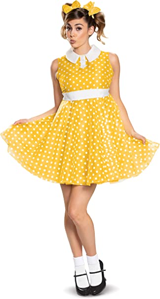 Gabby Yellow Polka Dot 50's Dress Toy Story Adult Halloween Costume Small 4-6