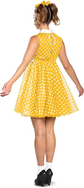Gabby Yellow Polka Dot 50's Dress Toy Story Adult Halloween Costume Medium 8-10