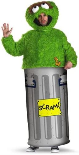 Oscar The Grouch Trash Can Sesame Street Deluxe Adult Costume Medium 38-40