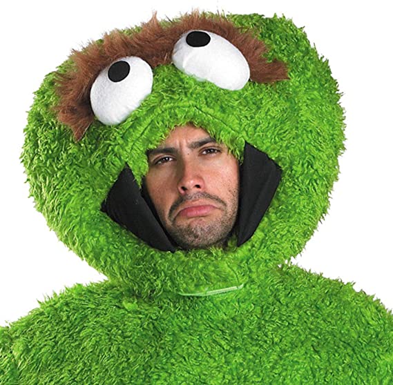 Oscar The Grouch Trash Can Sesame Street Deluxe Adult Costume Medium 38-40