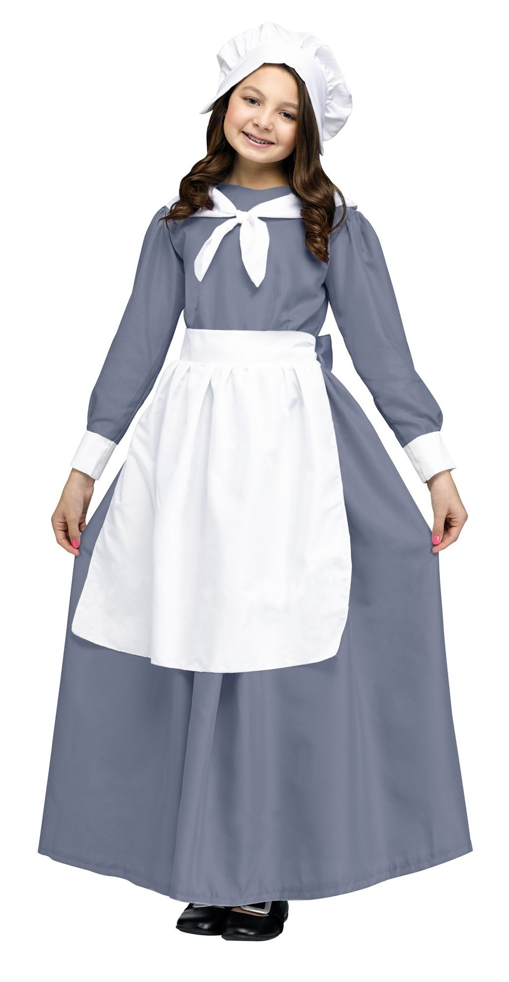 Pilgrim Girl Thanksgiving Colonial Child Costume Large 12-14