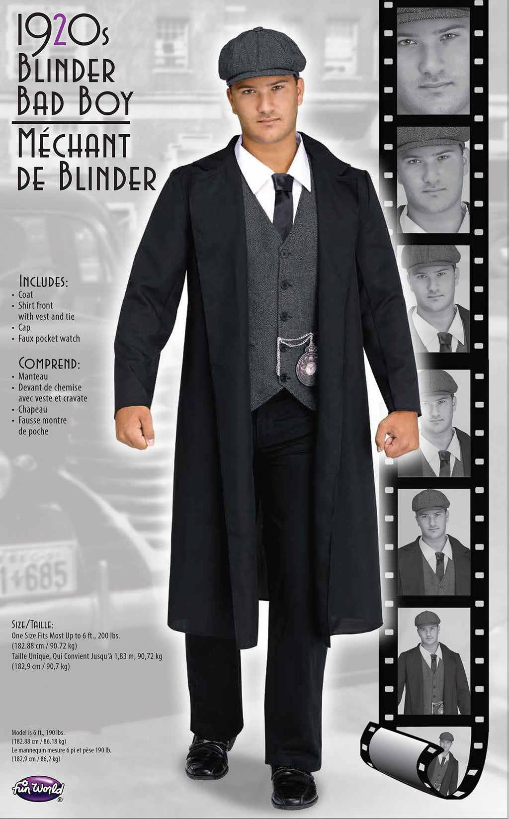 1920's Blinder Bad Boy Black Coat 20's Adult Costume