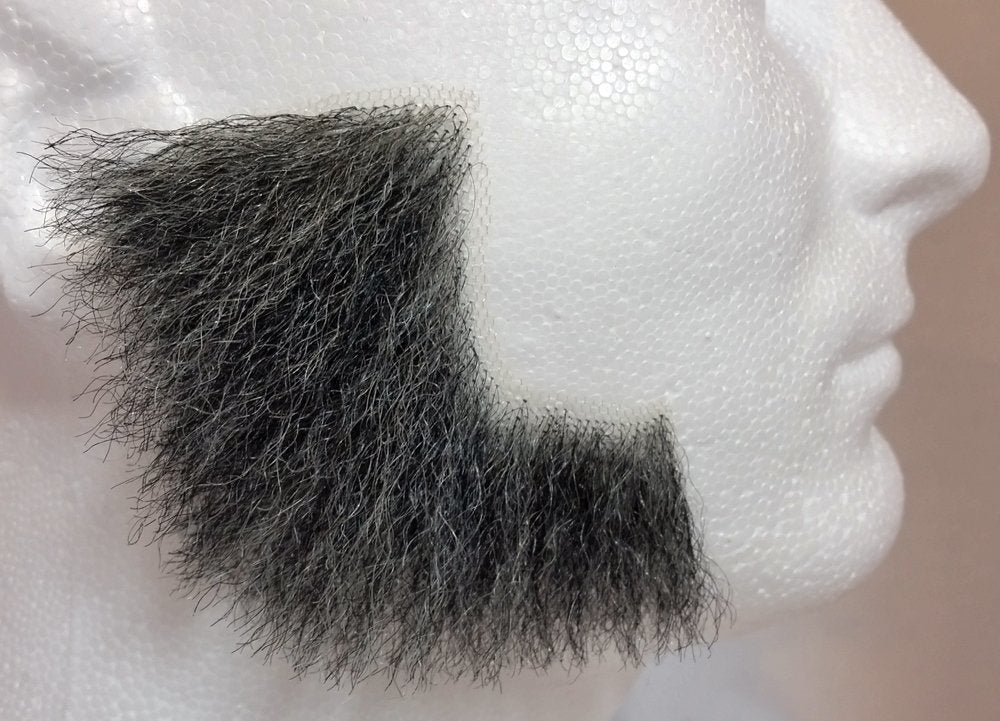 Dark Grey 100% Human Hair European Character Elegant Mutton Chop Sideburns 2019