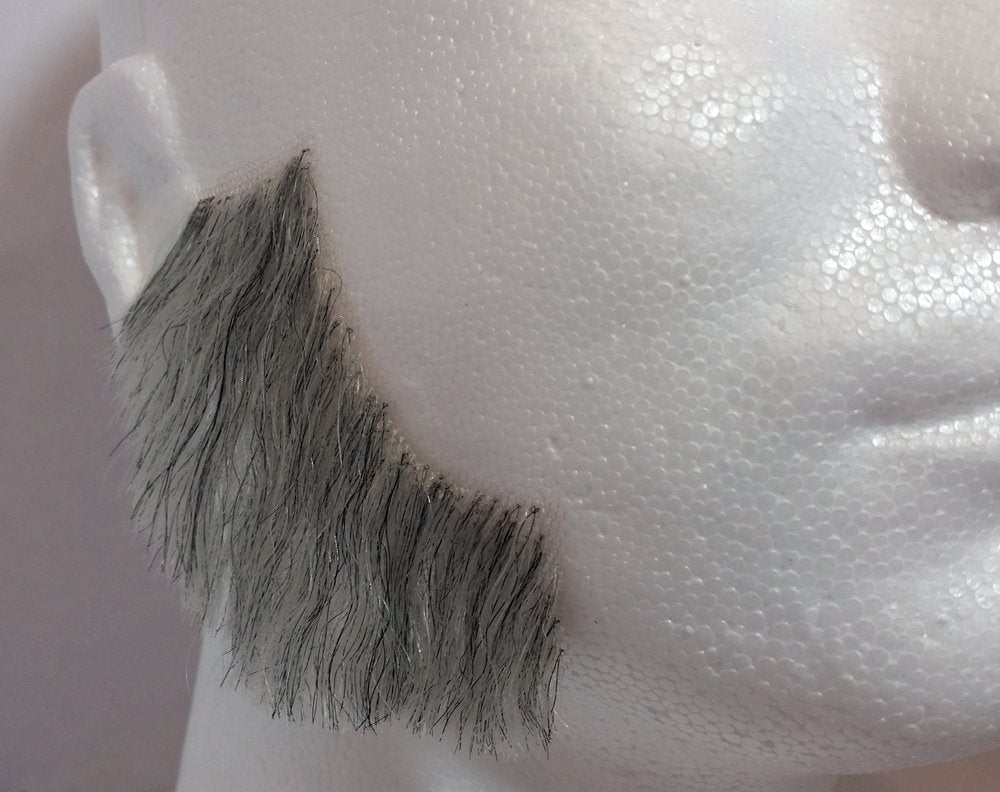 Light Grey 100% Human Hair European Elegant Mutton Chop Sideburns 2019