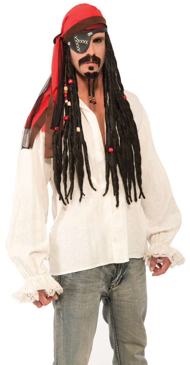 Pirate Dreads with Red Headscarf Adult Black Wig