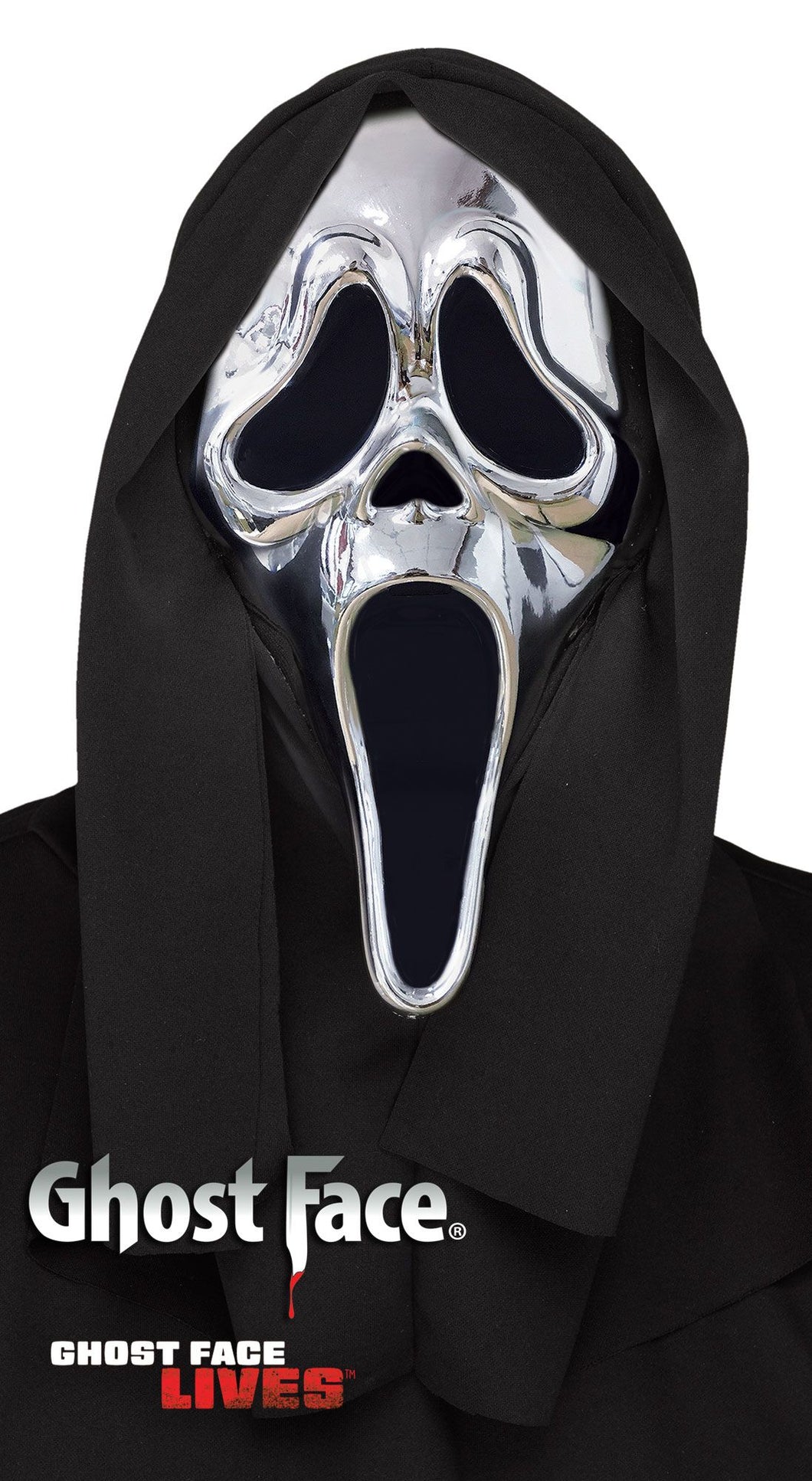 Fun World Scream Ghost Face Silver Chrome Character Costume Mask