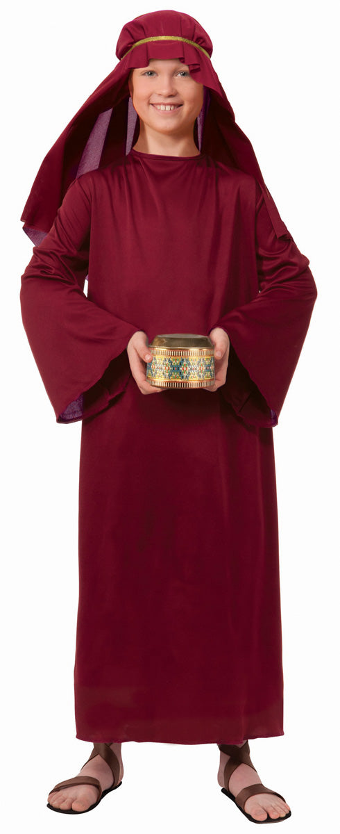 Burgundy Wiseman Shepherd Robe Child Biblical Costume Large