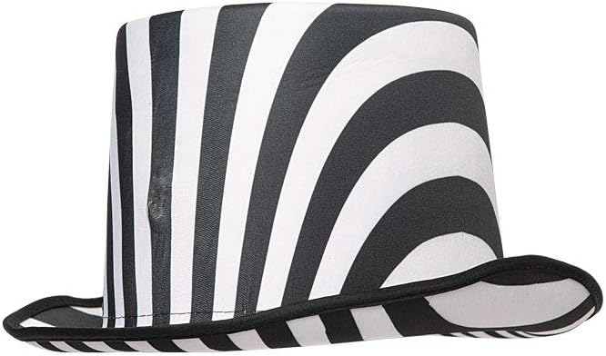 Adult Black and White Stripped Gothic Top Hat Steampunk