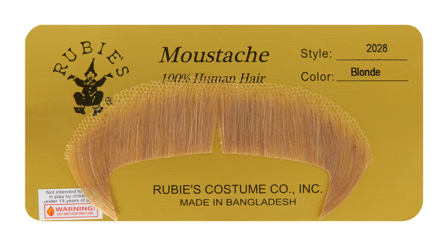 Blonde 100% Human Hair European Character Elegant Handlebar Mustache 2028