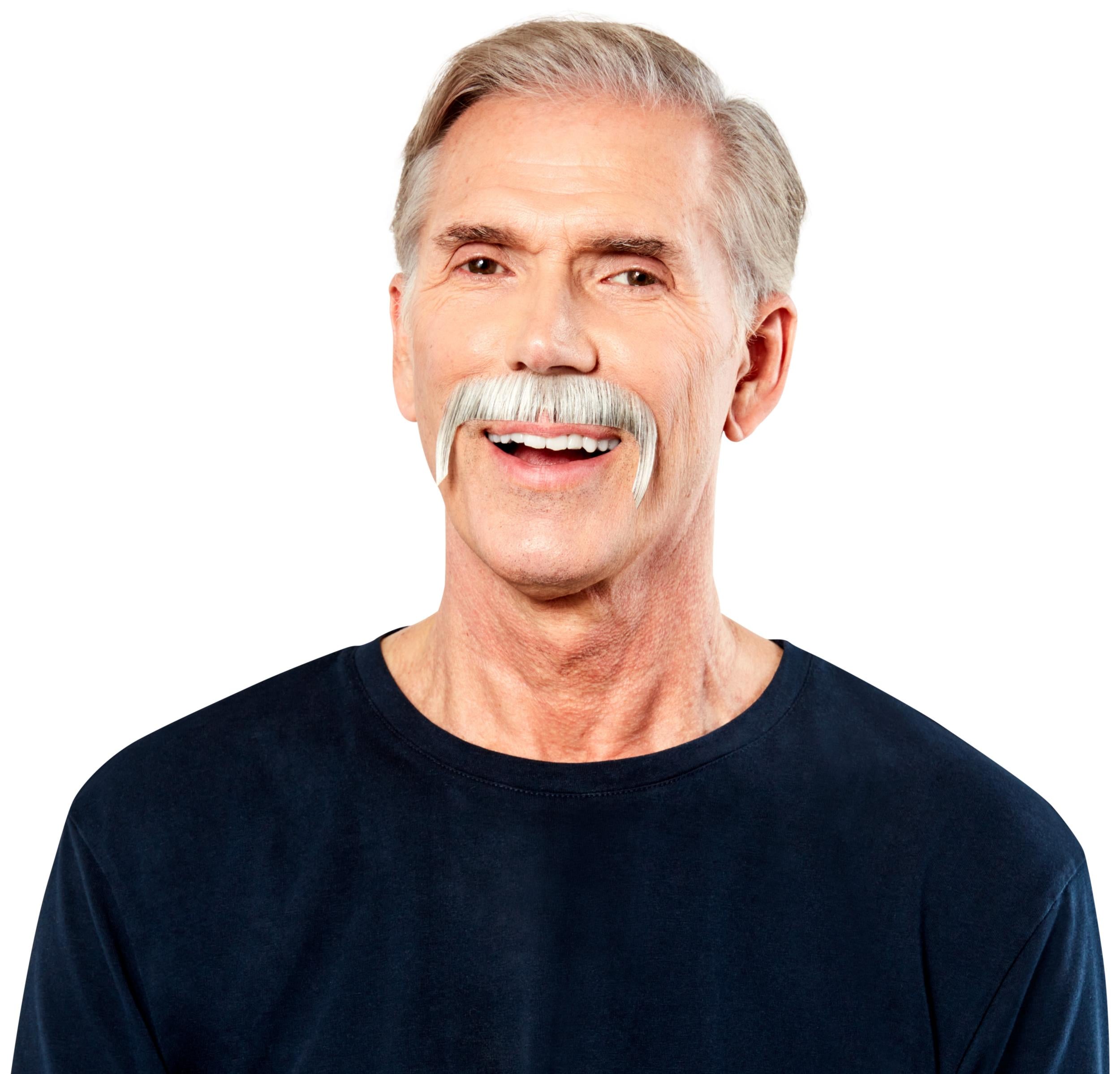 Light Grey 100% Human Hair Zapata Fu Manchu Mustache 2016