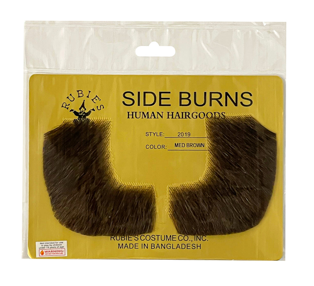 Medium Brown 100% Human Hair European Elegant Mutton Chop Sideburns 2019