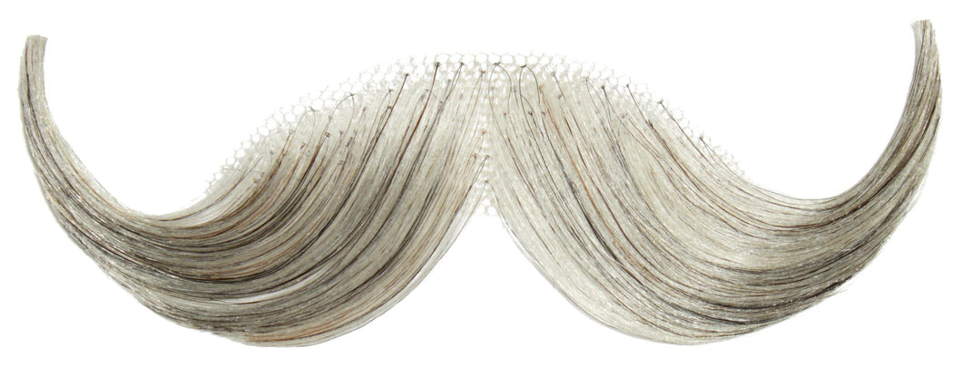 Light Grey Human Hair Handlebar Moustache 2013