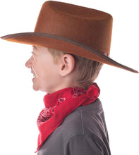 Load image into Gallery viewer, Jr Brown Cowboy Hat with Red Bandana Kids Child Hat
