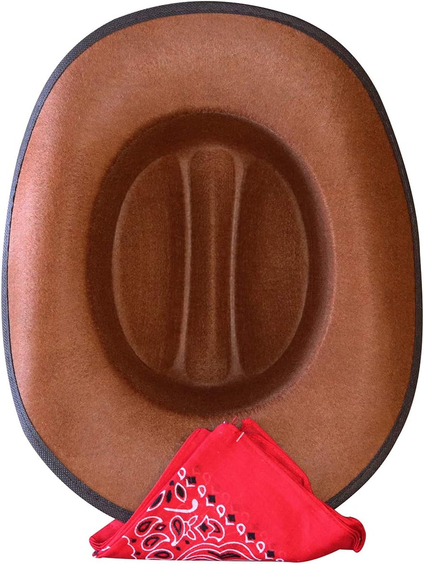 Jr Brown Cowboy Hat with Red Bandana Kids Child Hat