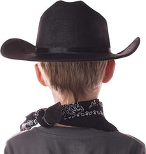 Load image into Gallery viewer, Jr Black Cowboy Hat with Bandana and Attached Badge Kids Child Hat
