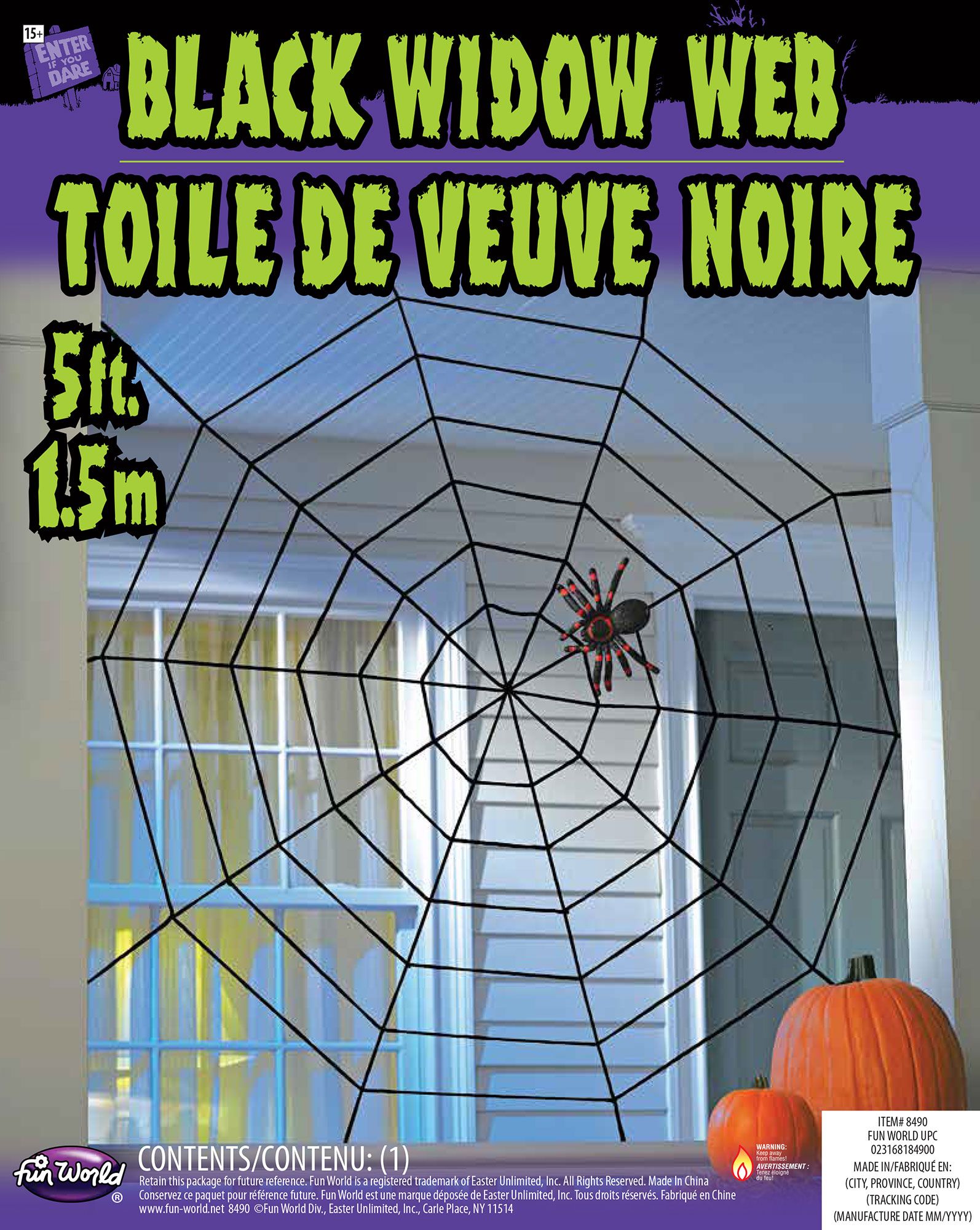 5' Black Window Rope Spiderweb