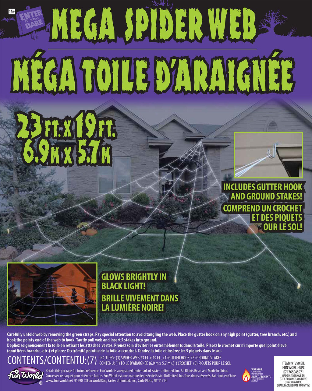 24 Foot Mega Yard Spider Web Halloween Decoration