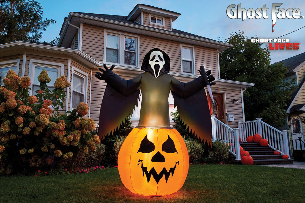 Ghost Face Scream Pumpkin Lawn Inflatable Decoration